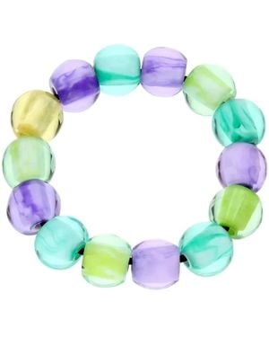 Gold & Honey Stretch Multi Colour Bead Bracelet - Blue