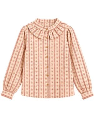 LAtelier London Cream & Rust Floral Stripe Blouse - Pink