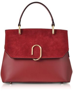 Le Parmentier Thais Suede & Leather Satchel Bag - Red