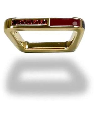 Onia Garnet Enamel Trapezoid Lock - White