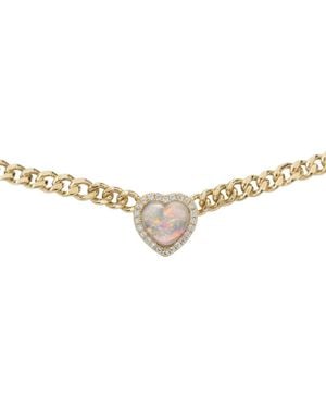 BLOOMTINE | Earth Angel HQ Loves Frequency Mini Plated Multi Colour Fire Opal Heart Choker Necklace - Metallic