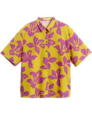 Lost Pattern Tropical Bliss Oversized Shirt - Metallic