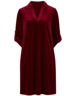 Yumi' Burgundy Velvet Tunic Dress - Red
