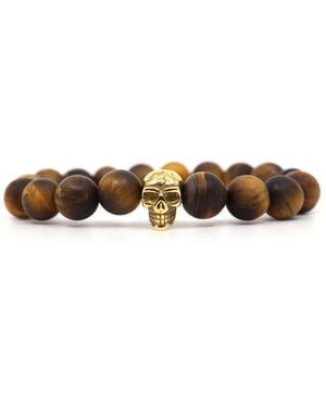 Shar Oke Tiger's Eye & Skull Bracelet - Brown