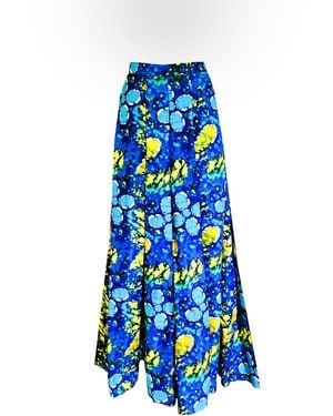 Chuks Collins Ajah Collection-Adire Allure Wide Leg Pants - Blue