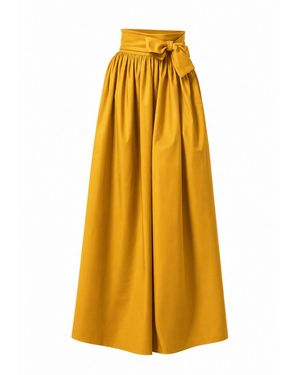 Nikka Place Floor Length Summer Skirt With Pockets And Bow - Yellow
