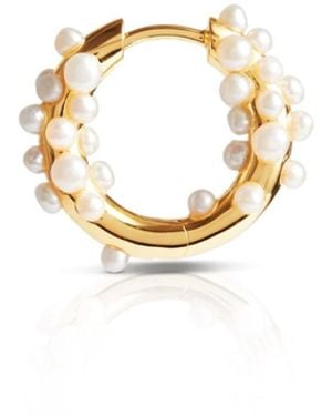 Kasun Pearl Cluster Hoop Earring Vermeil - Metallic