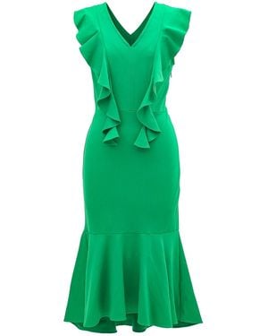 Smart and Joy Jersey Dress With Wide Ruffles - Green