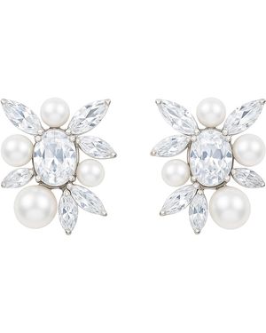 Maison De Gala Crystal & Pearl Blossom Stud Earrings - Metallic