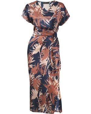 Me & Thee Hoi Polloi Printed Silk Viscose Dress - Purple