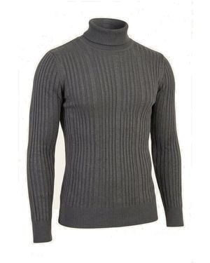 Ron Tomson Roll Neck Ribbed Jumper - Grey