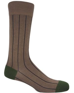 Peper Harow - Made in England Pin Stripe Socks - Brown