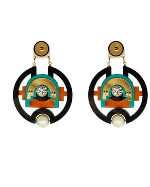 Gissa Bicalho Handmade Acrylic Earring Hoops Tikal - Green