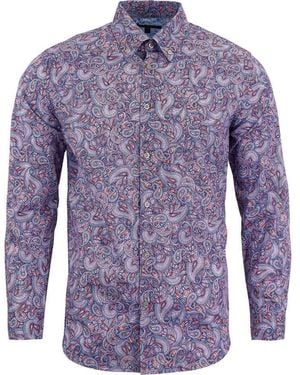lords of harlech Morris Paisley Shadow Shirt - Blue