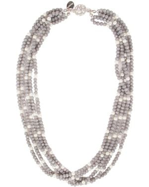 Saachi Short Pearl Crystal Layered Necklace - White