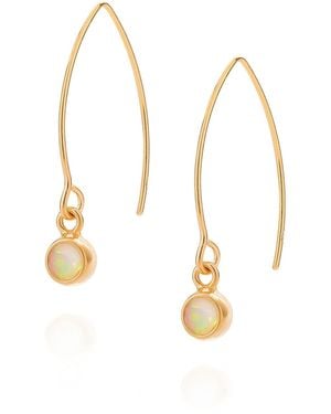 Nellou Jewellery Ethiopian Opal Gem Dot Arc Earrings - Metallic