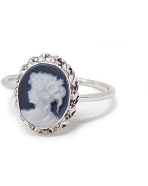 Vintouch Italy Sterling Mini Cameo Ring - Blue