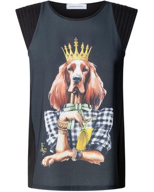 The Extreme Collection Printed T-Shirt With Pleated Shoulders Structured - Blue