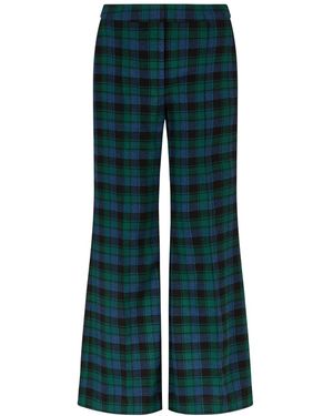 Lily and Lionel Zena Flared Prince Of Wales Check Print Trouser - Green