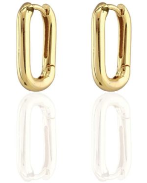 Kris Nations Oval Huggie Hoop Earrings - Metallic