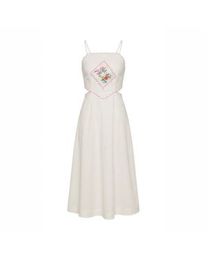 Another Girl Embroidered Detail Midi Dress - White