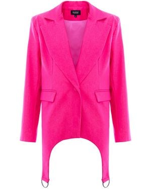 BLUZAT Denim Blazer With Decorative Rings - Pink