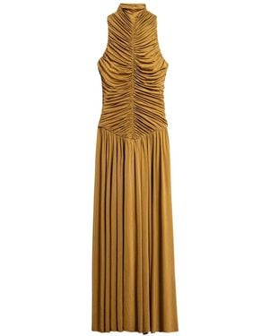 Nocturne Ruched High-Neck Maxi Dress - Metallic