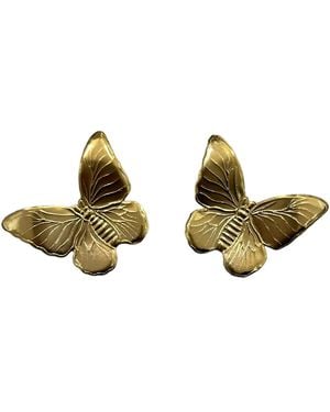 Achala Handcrafted Statement Butterfly Plated Earrings - Green