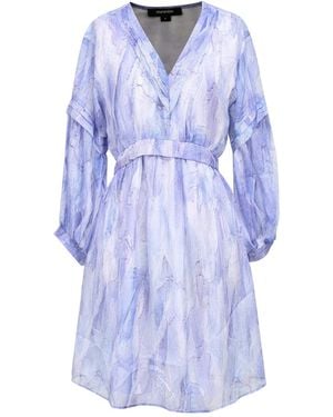 Smart and Joy Short Trapeze Chiffon Dress With Abstract Print - Blue