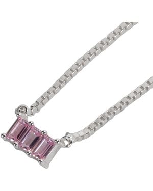 NASI SILVER Kadima Baguette Necklace- Spinel - Pink
