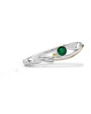 Isla Silver Dainty Emerald Ring - White