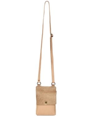 Owen Barry Neutrals Cowhide Crossbody Phone Bag Cappa/Biscotti - Metallic