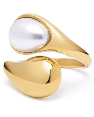 Nialaya Cuff Ring With Pearl - Metallic