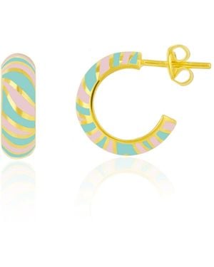 Spero London Enamel Pastel Sterling Chunky Earring - Metallic