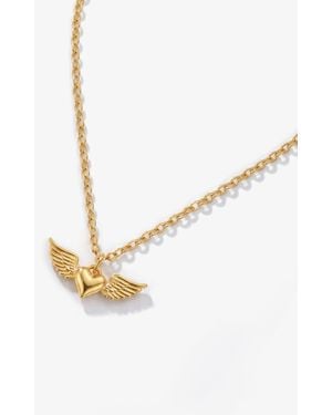 Elk & Bloom 14K Winged Heart Pendant Necklace - Metallic