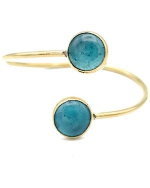 Lala Salama Recycled Brass Glass Bangle - Blue