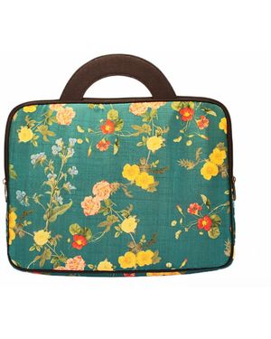 Richa Sharma Sustainable Silk Laptop Bag - Green
