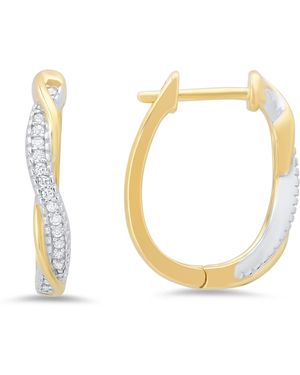 Kylie Harper Sterling Two-Tone Diamond Cz Swirl Hoop Earrings - Metallic
