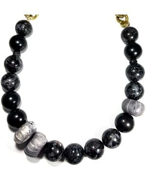 Rachel Nathan Gabbro & Bone Necklace - Black