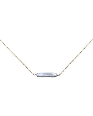 Kiri & Belle Esme Baroque Pearl Bar Filled Necklace - Metallic