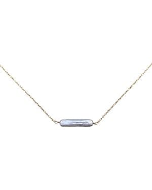 Kiri & Belle Esme Baroque Pearl Bar Filled Necklace - Metallic