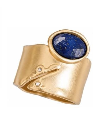 Rare Matters Jewelry Brilliance Lapis Gemstone Statement Ring - Blue