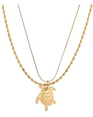 Ebru Jewelry Sacred Sea Turtle Talisman Layered Necklace - Metallic