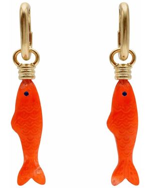 Michael Nash Jewelry Fish Resin Drop Earrings - Red