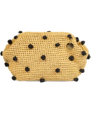Springmoonatelier Pompom Raffia Handbag - Metallic