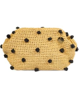 Springmoonatelier Pompom Raffia Handbag - Metallic
