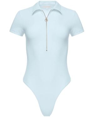 Goldie Byrd Zip Front Smoothing Bodysuit - Blue