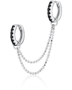 Scream Pretty Stone Double Chain Huggie Earring - Metallic