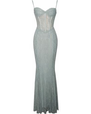 Miss Circle New York Janelle Sweetheart Mermaid Lace Maxi Dress - Green