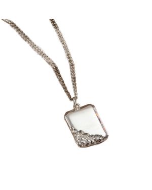 Posh Totty Designs Sterling Bevelled Edge Strata Tag Necklace - Metallic